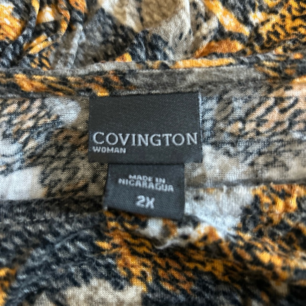 Covington Women's Tunic - Black, Gray, Yellow Pattern